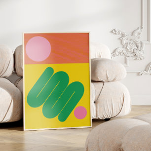 Poster Vibrant Géométrique Abstraite du milieu du siècle 