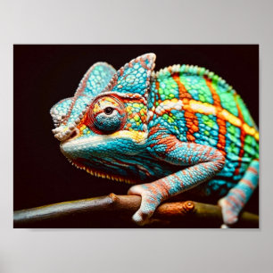 Poster Vibrant Lizard Panther Chameleon réaliste