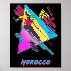 Poster Vibrant Maroc Ski Ski Ski Aventure Graphique