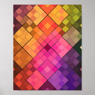 Poster Vibrant Motif de mosaïque diamant