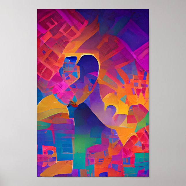 Poster Vibrant multicolore belle fuchsia jaune violet (Devant)