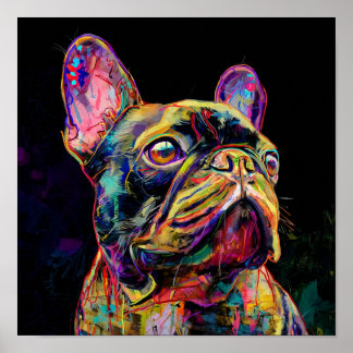 Poster "Vibrant Neon Frenchie Pop Art Portrait"