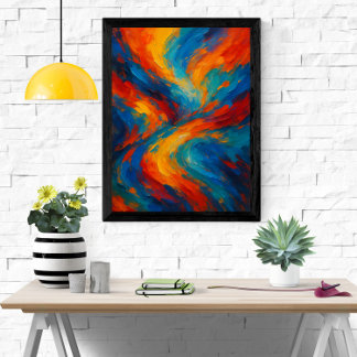Poster Vibrant peinture Abstraite colorée à spirale moder