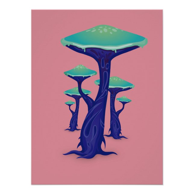 Poster Vibrant Pop Art Mushrooms (Devant)