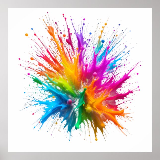 Poster Vibrant Rainbow Paint Splatter Explosion (Devant)
