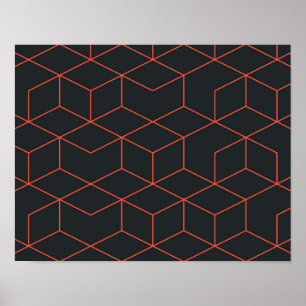 Poster Vibrant, rétro, simple, cool, tendance motif cube