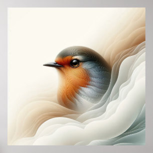 Poster Vibrant Robin Oiseau Art Nature Illustration