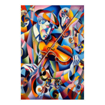 Vibrant Symphony: Abstract Violinist Art