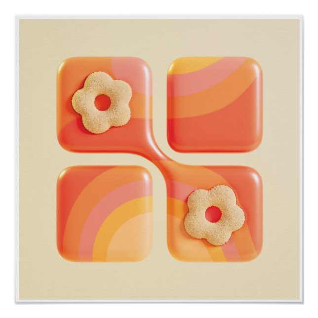 Poster Vibrant Tufted Flower 3D Art Print - Square Format (Devant)