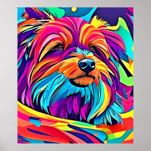 Poster Vibrant Yorkie pop art