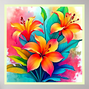 Poster Vibrants Lys Tropicaux : Âme de l'Été