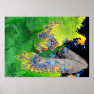 POSTER VIBRATION DE MATTER, FRACTAL WOMAN IN GREEN YELLOW