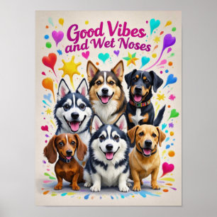 Poster Vibrations positives et nez mouillés Gribouillages