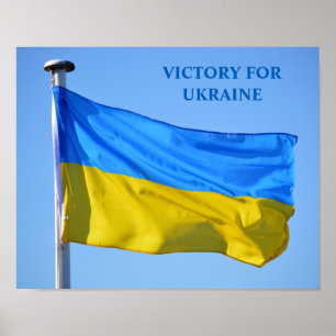 Poster Victoire pour l'Ukraine Un drapeau reste fort peti