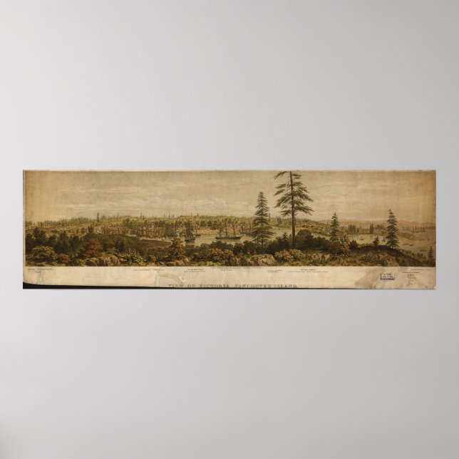 Poster Victoria Colombie-Britannique 1860 Antique Panoram (Devant)