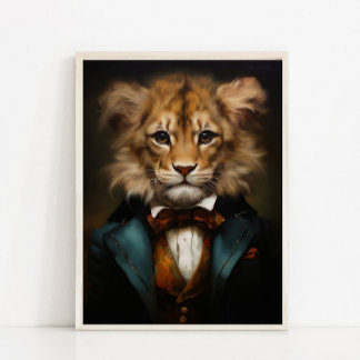 Poster Victorian Animals Portrait, Royal Baby Lion Vintag