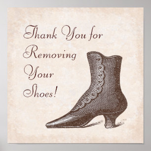Poster Victorian Boot Please Take off Your Shoes Sign