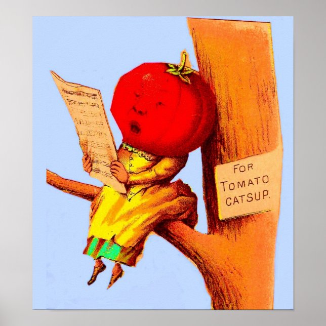 Poster Victorian carte de commerce tomate chef femme (Devant)