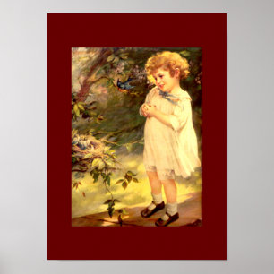 Poster Victorian cutie with birds
