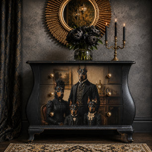 Poster Victorian Doberman Family Portrait Elegant Dog W