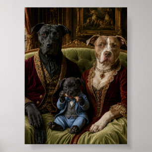 Poster Victorian Dog Family Portrait Pittbull Aristocrat