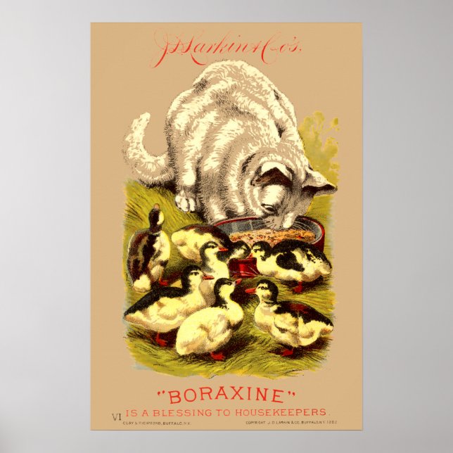 Poster Victorian Era Cat & Baby Ducks Publicité de savon (Devant)