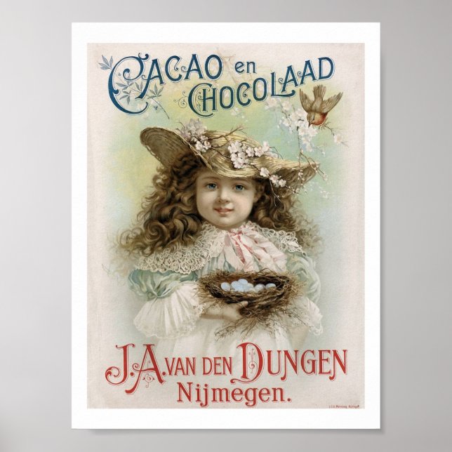 Poster Victorian Fille Chocolat Bonbons Publicité Art Pri (Devant)