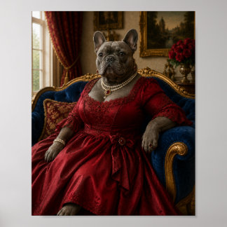 Poster Victorian French Bulldog Duchess Portrait Frenchie