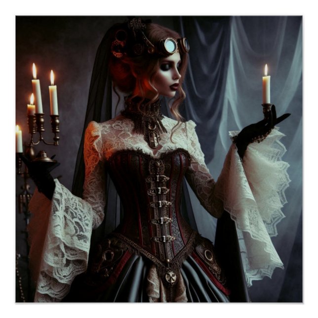 Poster Victorian Gothic Steampunk Élégante dame (Devant)