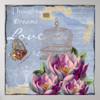Victorian Love Thoughts Dreams Butterfly Bird Cage