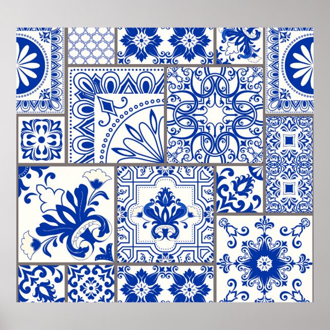 Poster Victorian Majolica : Patchwork Tile Motif. (Devant)