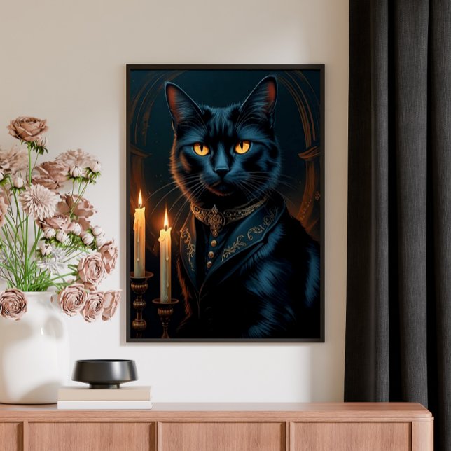 Poster  Victorian Medieval Black Cat Gallery Art (Créateur téléchargé)