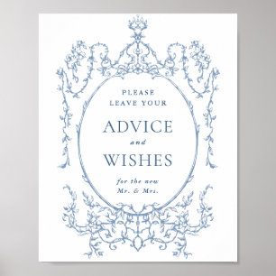 Poster Victorian Ornate Dusty Blue Conseils & Wings