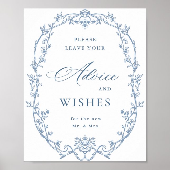 Poster Victorian Ornate Dusty Blue Conseils & Wings (Devant)