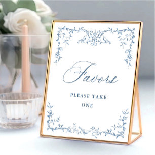 Poster Victorian Ornate Dusty Blue Floral Faveurs Mariage