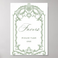 Victorian Ornate Grace Sage Green Faveurs Mariage