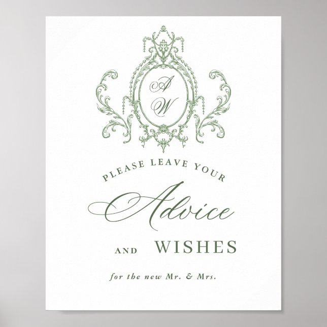 Poster Victorian Ornate Grace Sage Vert Conseils et souha (Devant)