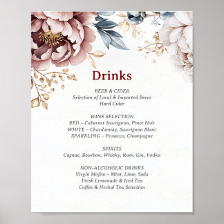 Poster Victorian Peony Luxe Boissons Menu