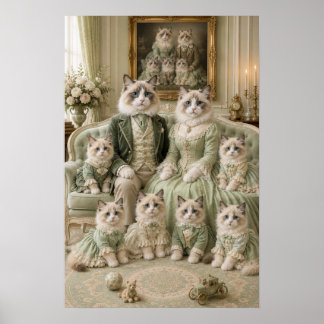 Poster Victorian Ragdoll Cat Family Portrait – Elegant Mi
