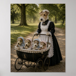 Poster Victorian Terrier Nanny with Puppies