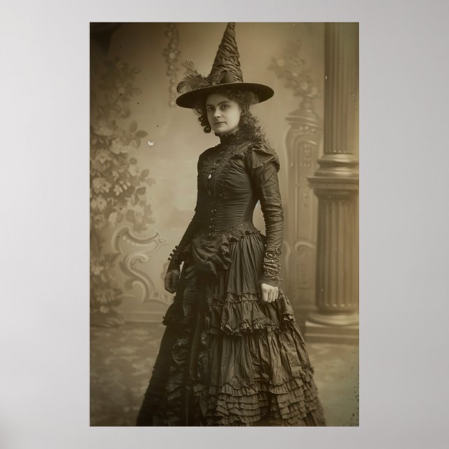 Poster Victorian Witch Sepia Portrait style 2 (Devant)