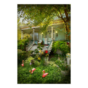 Poster Victorien - Bevidere NJ - Flamants roses se perche