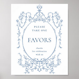 Poster Victorien Orné Dusty Blue Faveurs Mariage