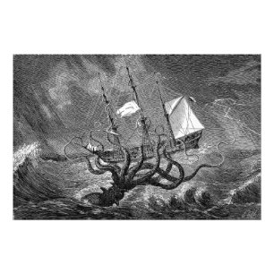 Poster victorien Vintage de Kraken