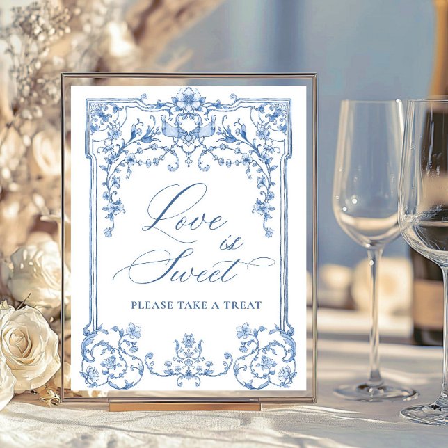 Poster Victorienne Ornate Grace Floral Blue L'amour est d (Créateur téléchargé)