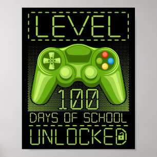 Poster Vidéo Gamer Student 100e jour 100 Days Of School T