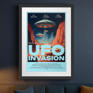Poster Vidéo UFO Sci Fi Customisée Rétro