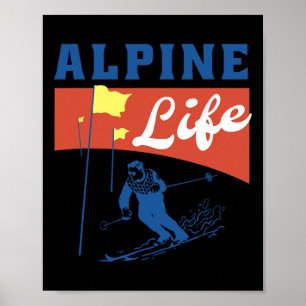 Poster Vie Alpine - Graphique De Ski Rétro Pour Le Sport