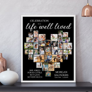 Poster Vie Bien Vécu Coeur Formé Photo Collage Funéraille