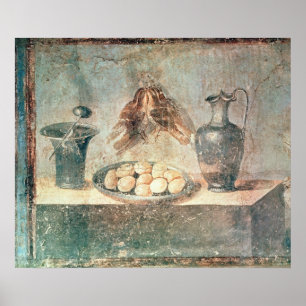 Poster Vie morte avec oeufs et pousses